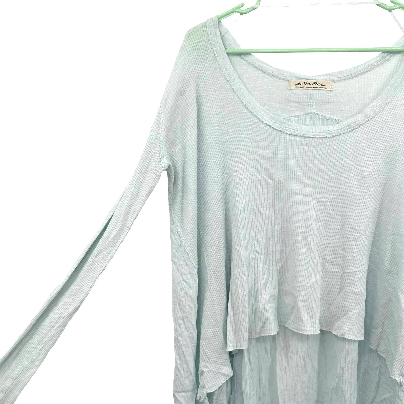 We the Free size small light blue long sleeve high low hem thermal shirt top‎ - Image 3