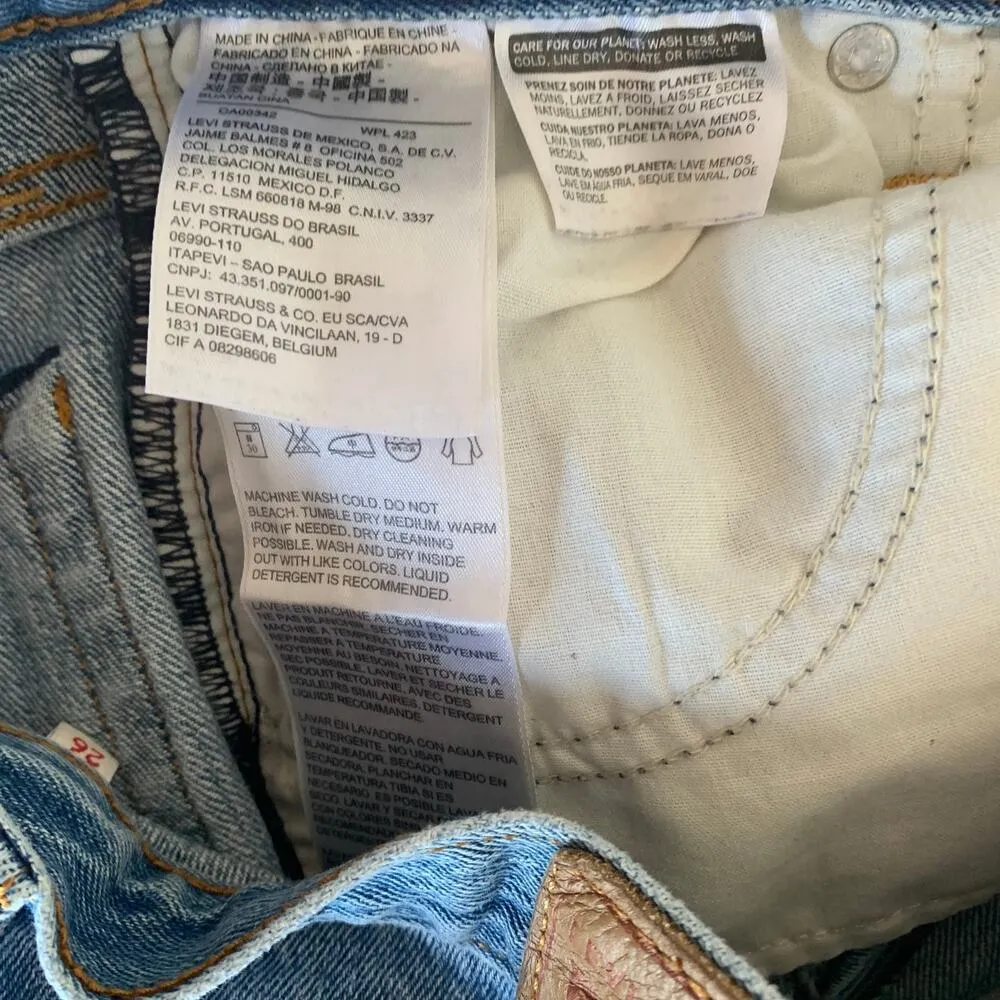 Levi's White Oak Cone Raw Hem Denim Jeans in Medium Blue Wash Button Fly - Image 8