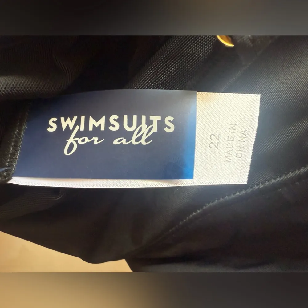 Swimsuits for All NEW Solid Black One Piece RuchedSwimsuit Dress in plus size 22 - Image 5