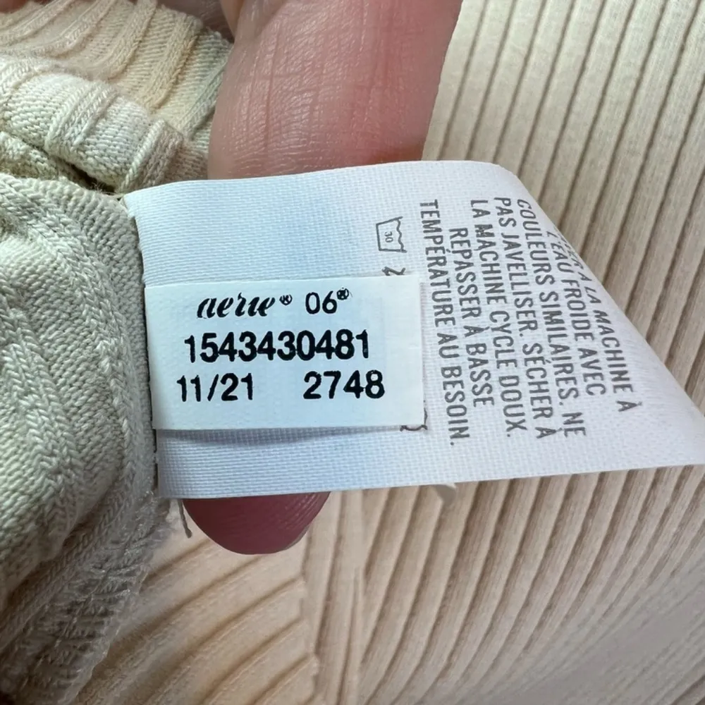 Aerie Ribbed Raw Edge Cropped Tank Top Cream Sleeveless Shirt NEW  Women's Large - Image 11