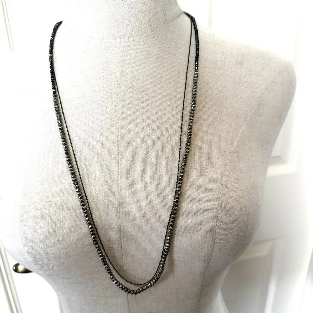 Banana Republic grey beaded double strand necklace - Image 3