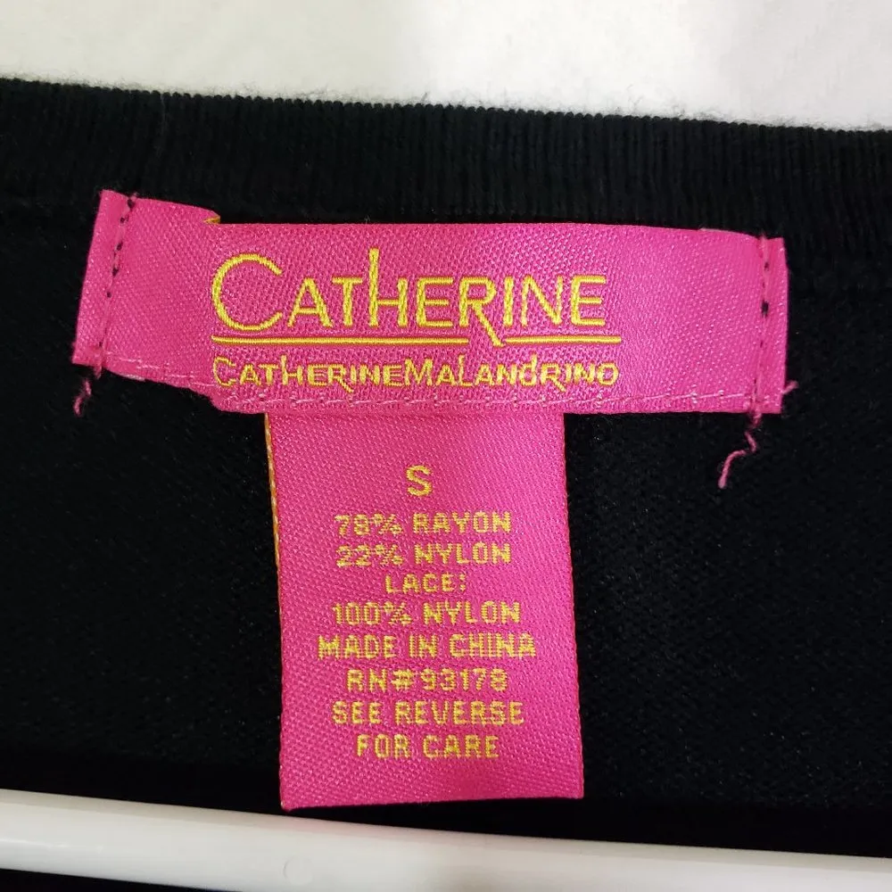 CATHERINE BY CATHERINE MALADRINO Small Black Cardigan, Lace, Button-Down Sweater - Image 4