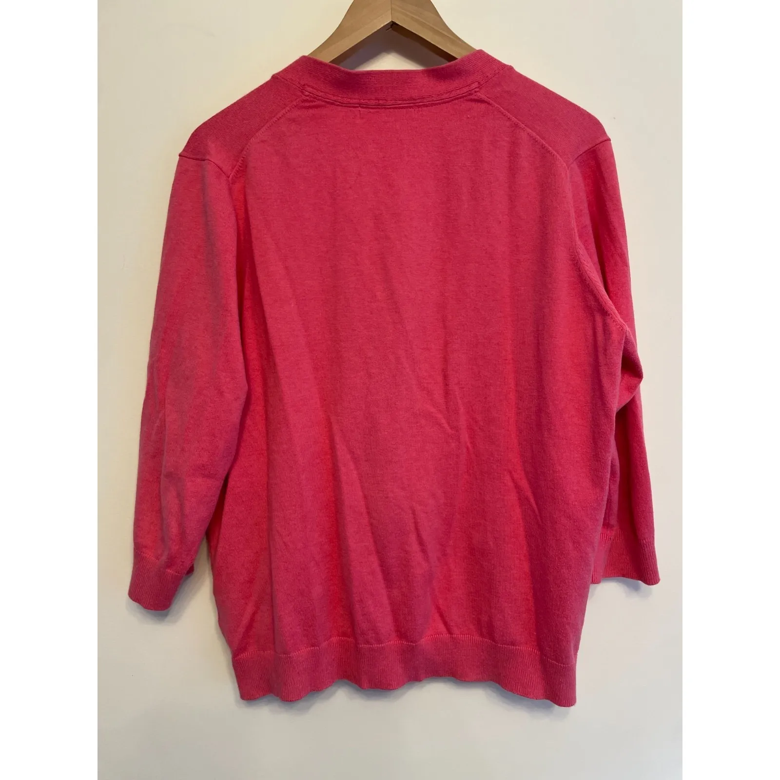 Boden‎ Cardigan Sweater Women Size 16 Pink Cotton Blend Button V - Image 5