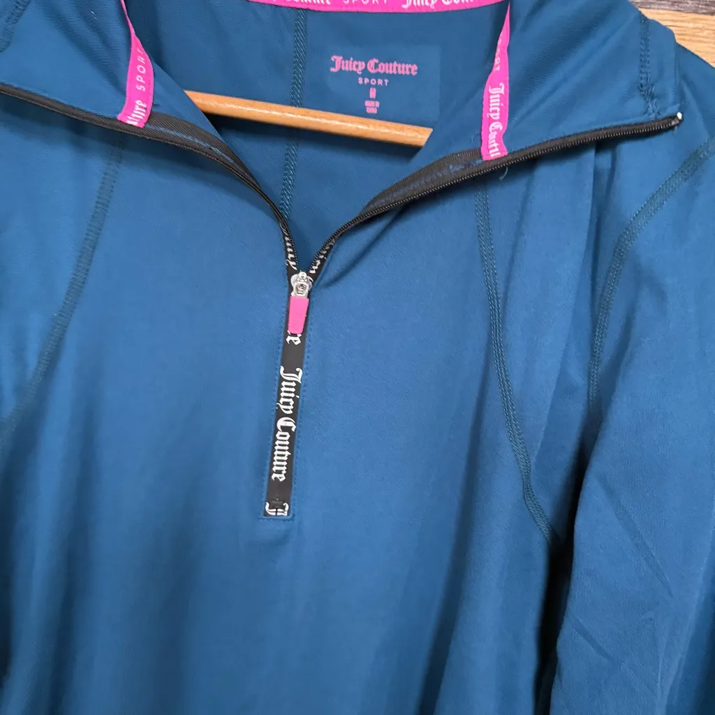 Juicy Couture Sport Teal Half Zip Run‎ Top Medium - Image 4