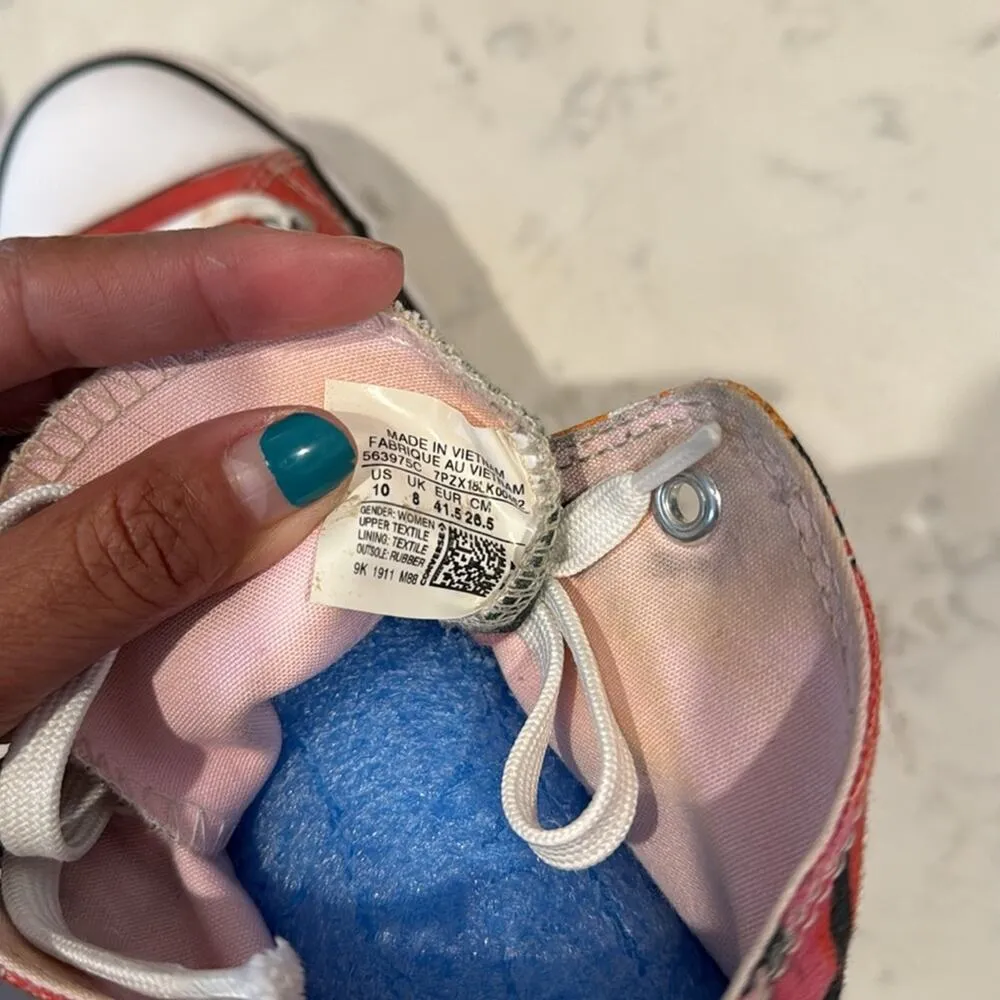 Converse CTAS LIFT HI STRAWBERRY JAM WHITE BLACK platform tropical  print size 8 - Image 14