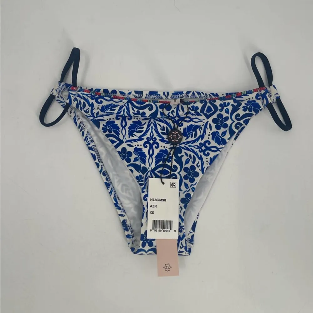 NANETTE LEPORE Bikini Bottom XS Talavera Vamp Azure Blue Beach Swim Resort NWT - Image 15