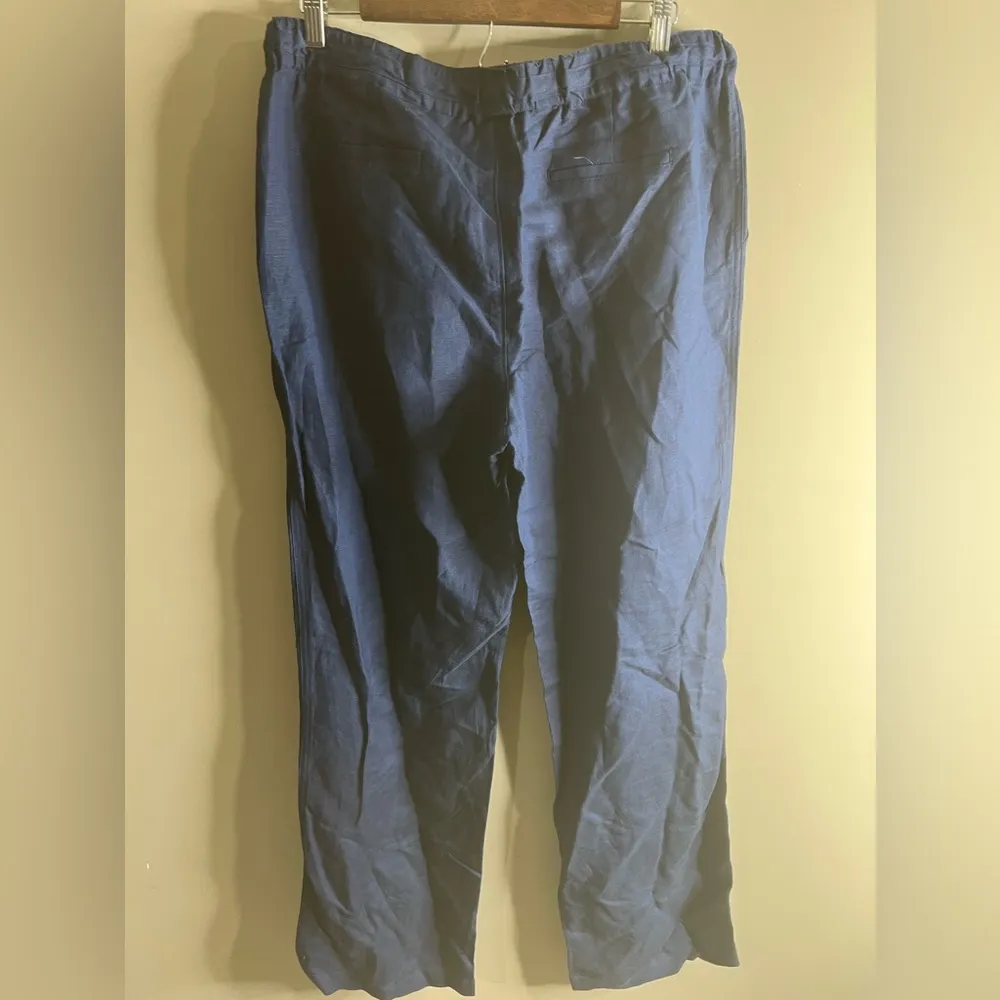Joan vass navy blue linen blend pull on pant size large - Image 11
