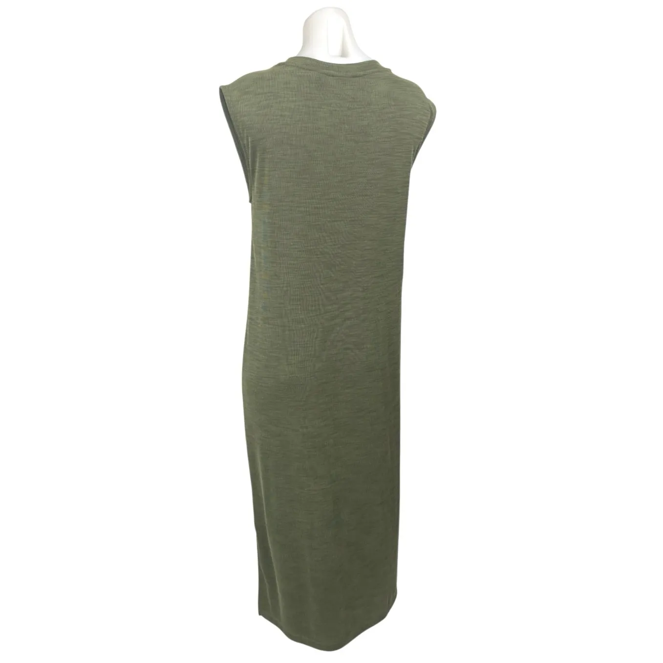 Nicole Miller Green Short Cap Sleeve Ribbed Knit Shift Tank Maxi Dress Size M - Image 2