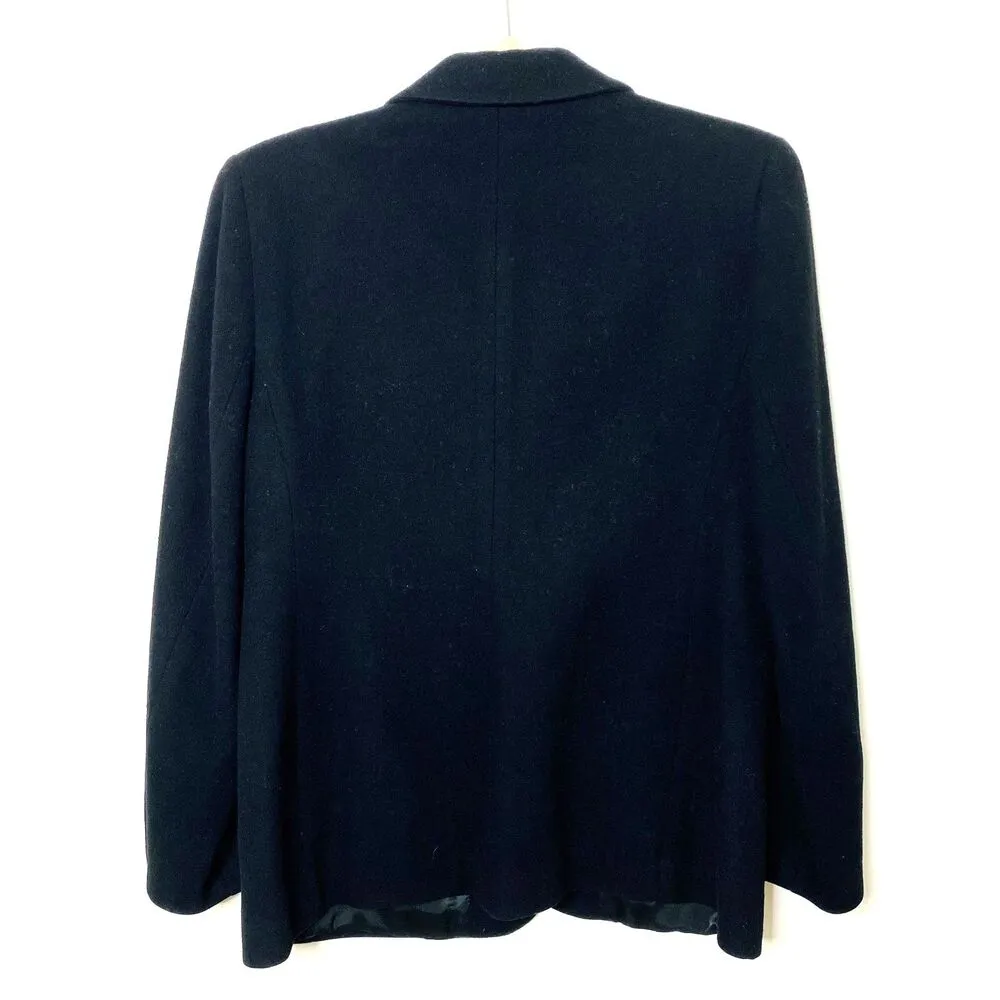 Vintage LL Bean Wool Cashmere Blend Black Long Sleeve Blazer Jacket Sz 6 - Image 2