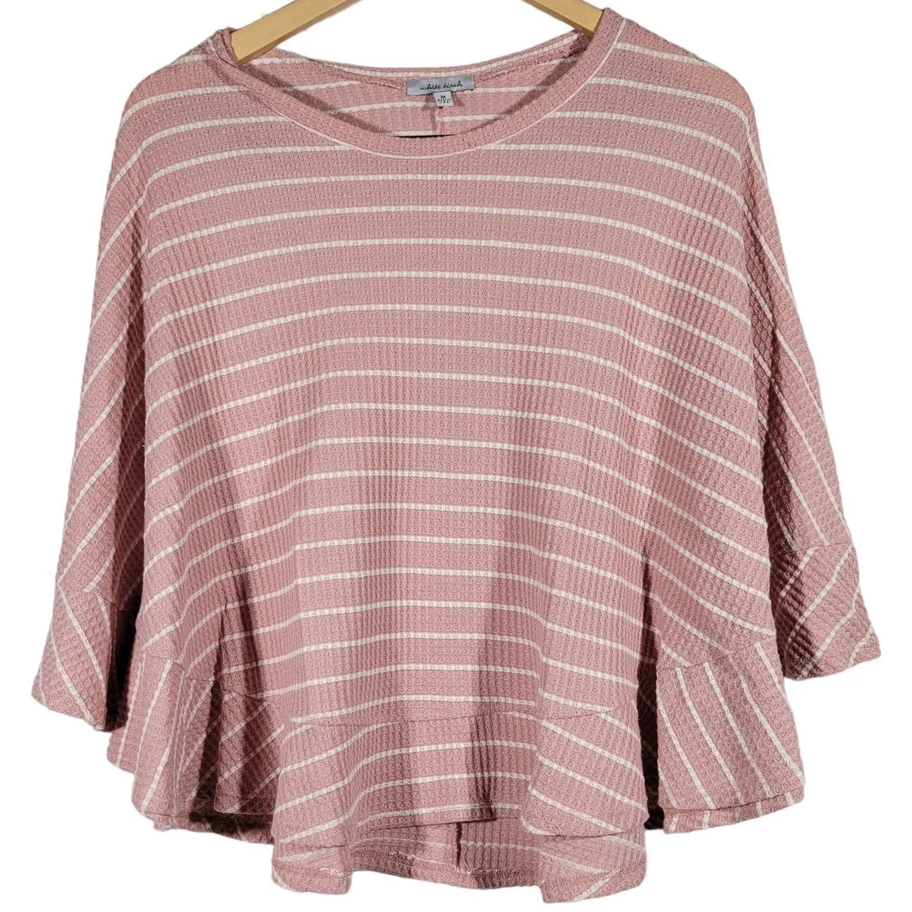 White Birch Pink Stripe Waffle Knit Poncho Top Women's Size M - Image 1