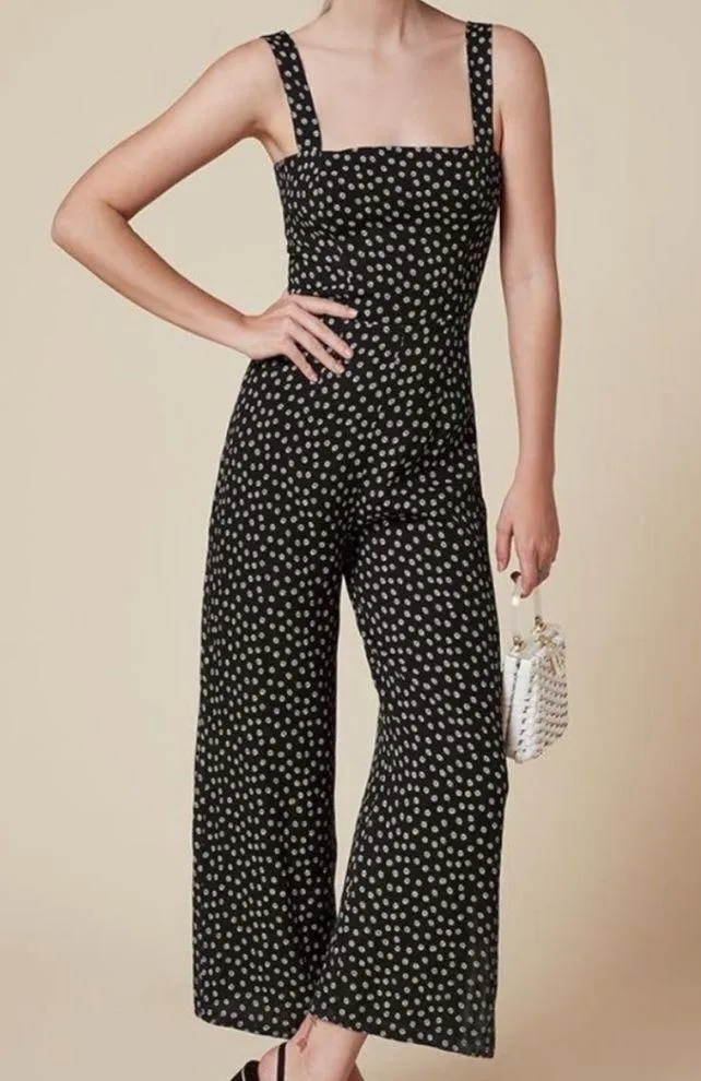 Reformation Spades Square Neck Wide Leg Jumpsuit in Flores Daisy Ditsy Floral - Image 2