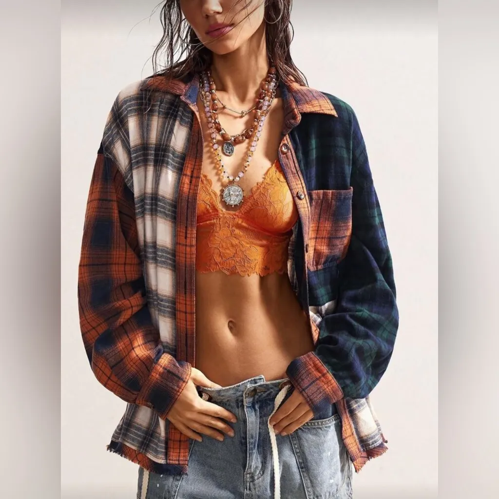 Plaid Patchwork Button - Image 4