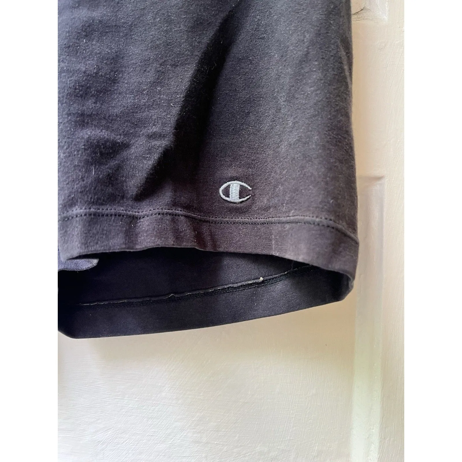 Vintage Champion Bike Shorts Womens M Black Elastic Waistband Logo Embroidered - Image 2