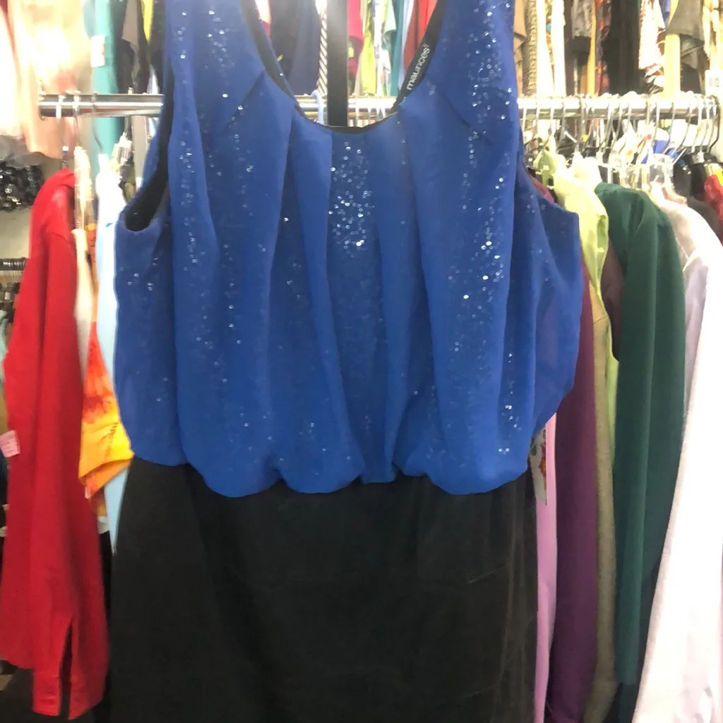 Maurice’s sz 2 blue & black short lady’s formal dress - Image 2