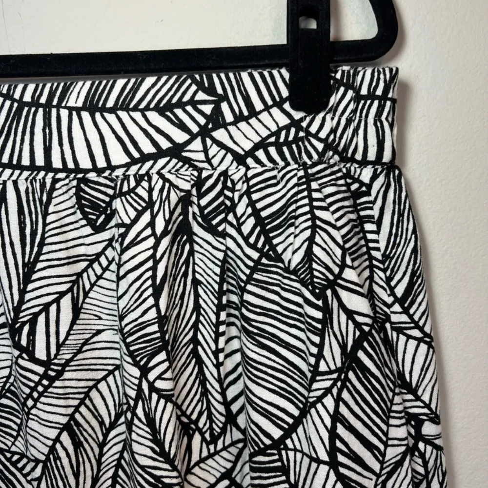 Loft Linen Blend Skirt Black Ivory Tropical Leaf Pockets NEW Womens Large Petite - Image 2