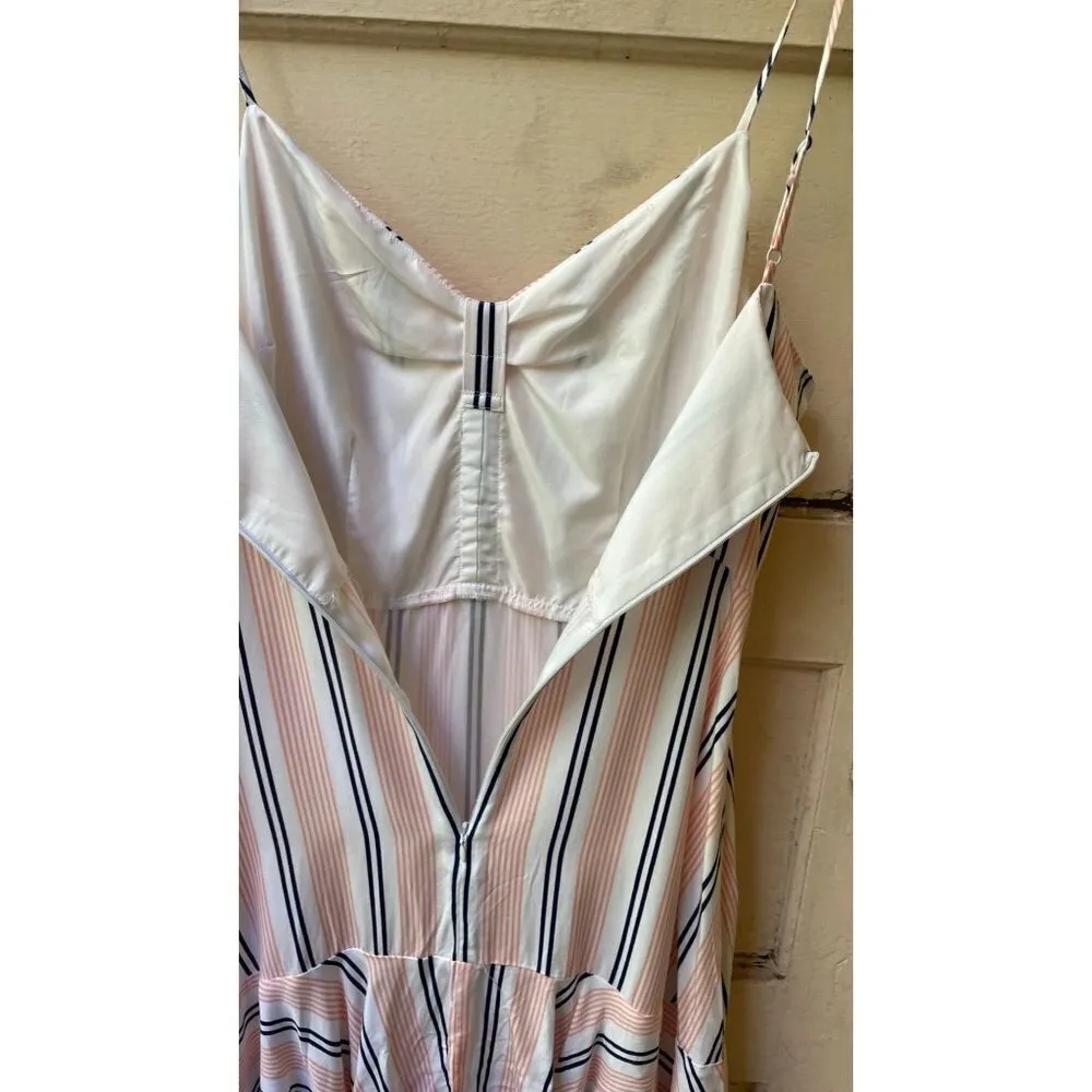 BB Dakota Hollie Strappy White Coral Orange Blue striped Fit flare mini dress S - Image 7