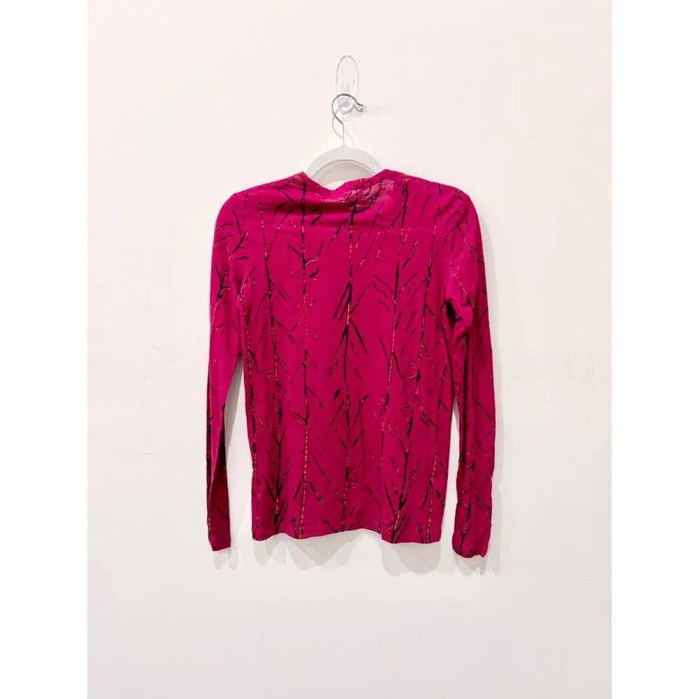 Proenza Schouler Printed Cotton Crew Neck Long Sleeve Shirt Hot Pink Women's XS - Image 3