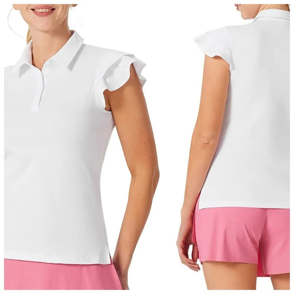 Jack Smith Women’s Golf Tennis Sport Polo Shirt Ruffle Sleeve White NEW Size 2X - Image 12