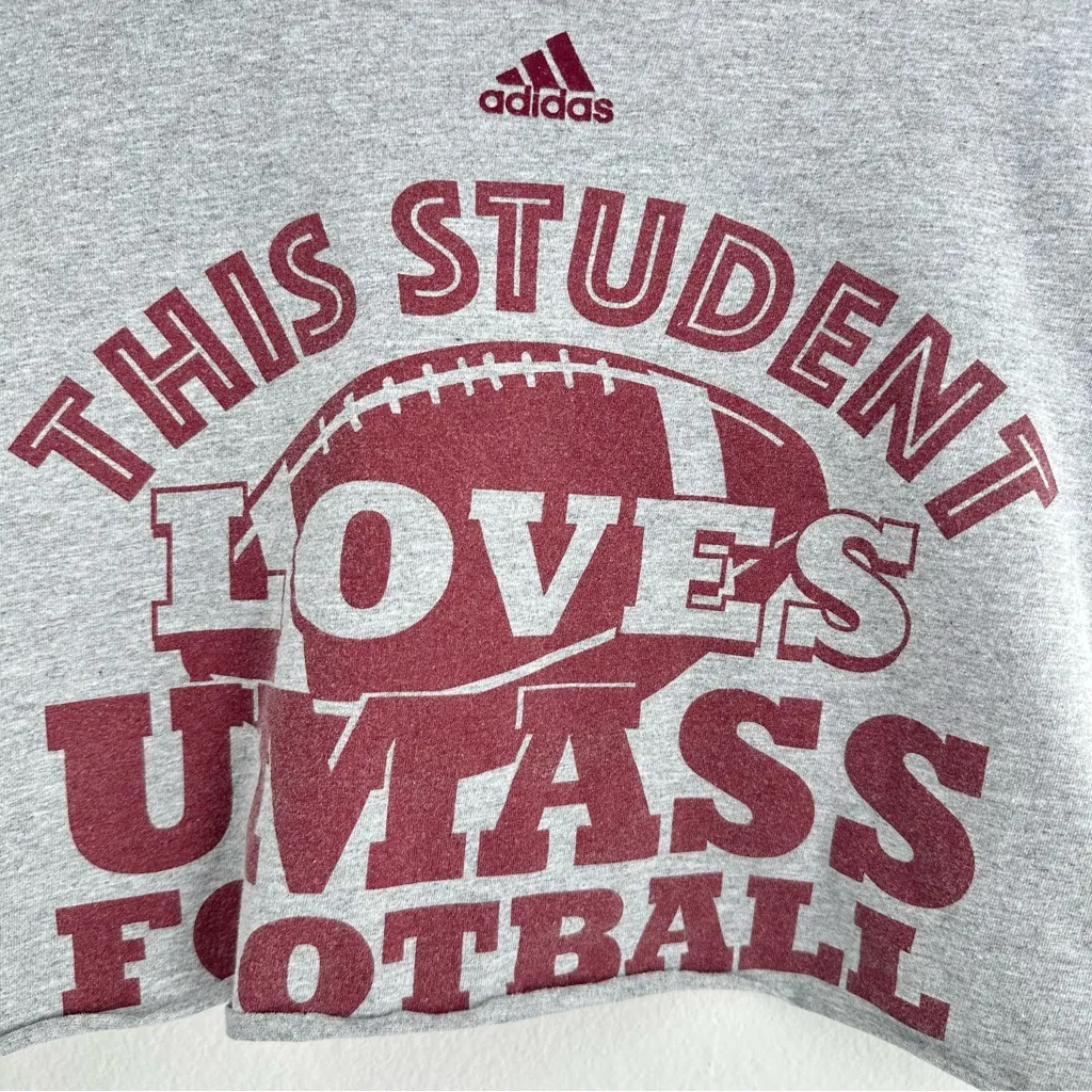 University of Massachusetts UMASS distressed cropped off the shoulder top - Image 2