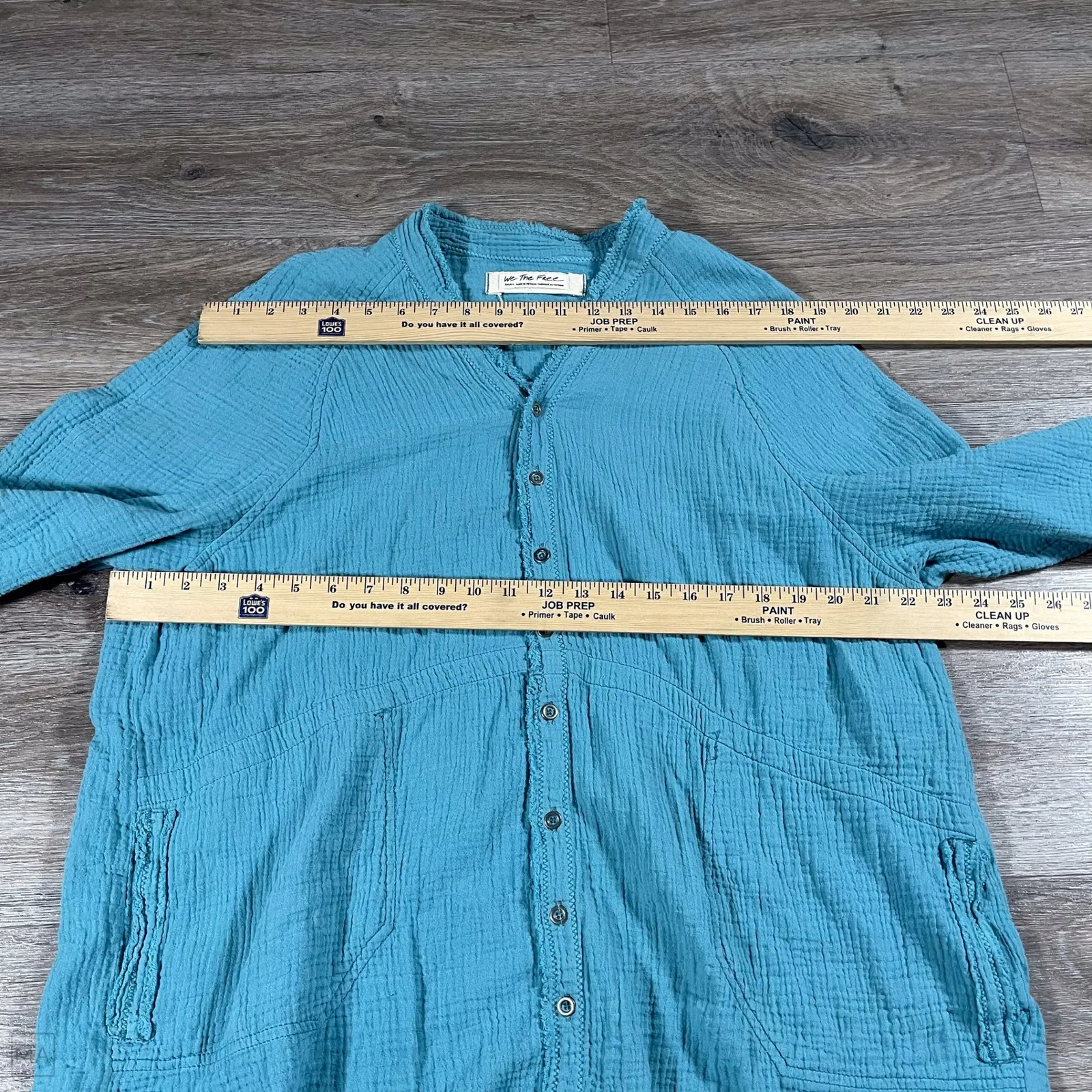 We The Free Free People Womens Blouse Summer Daydream Buttondown Oversized S Blu - Image 4