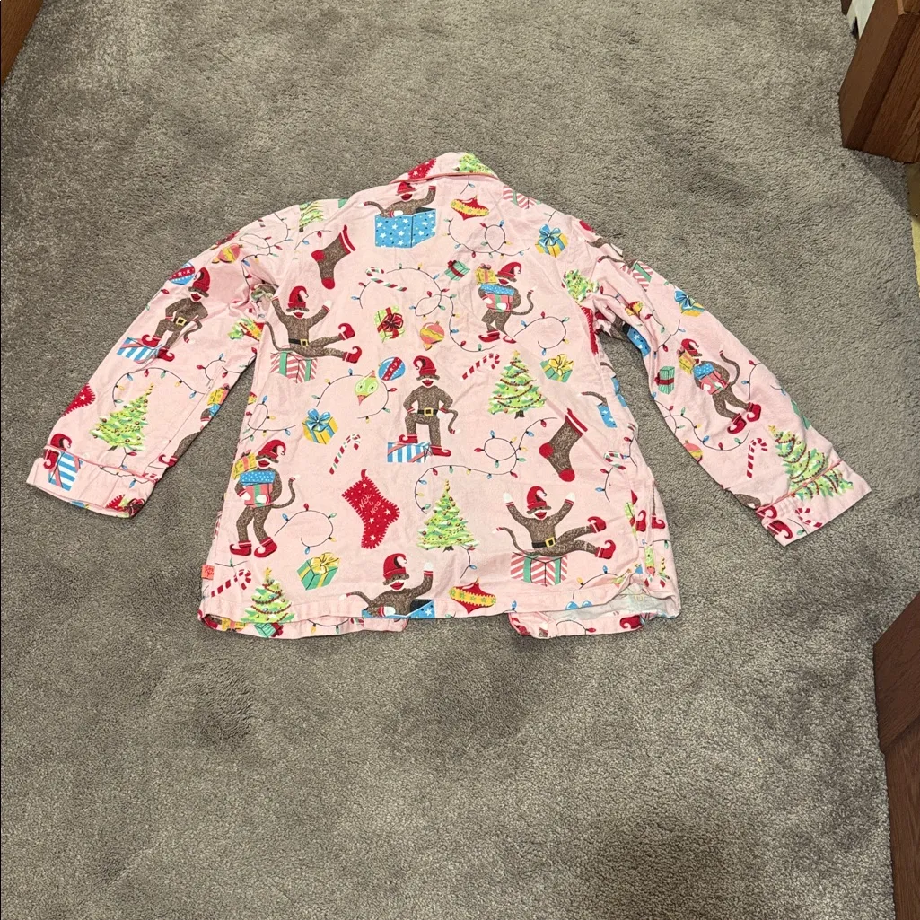 Nick & Nora Pink Monkey Christmas Flannel Pajama Set SIZE XS - Image 5