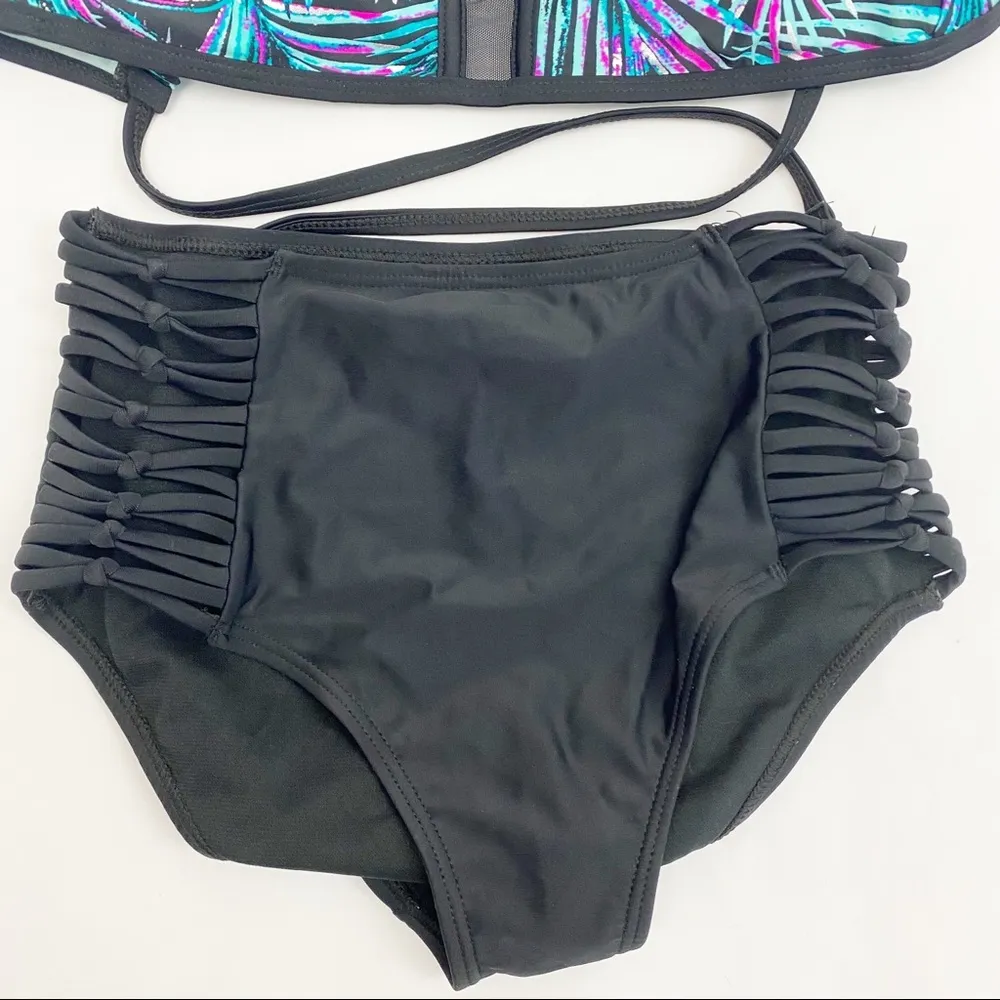 Island Soul Tropical Palm Leaf High Waisted Bikini - Image 5