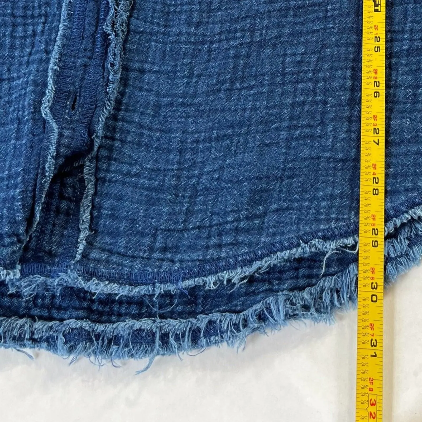 Aerie Sz M Oversized Indigo Blue Gauze Cover Up Button Down Shirt Dress Pocket - Image 11