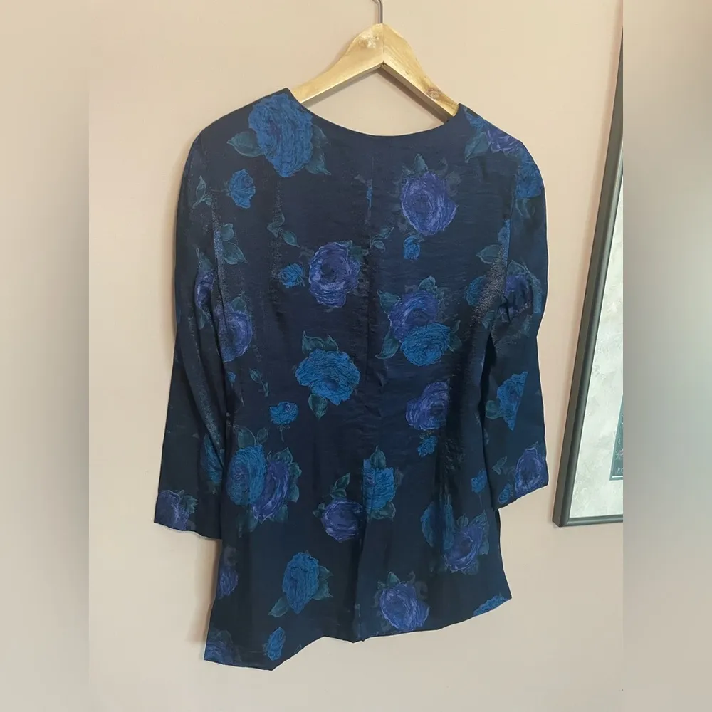 Liz Claiborne Navy and Teal Floral Dress set (1301) - Image 3