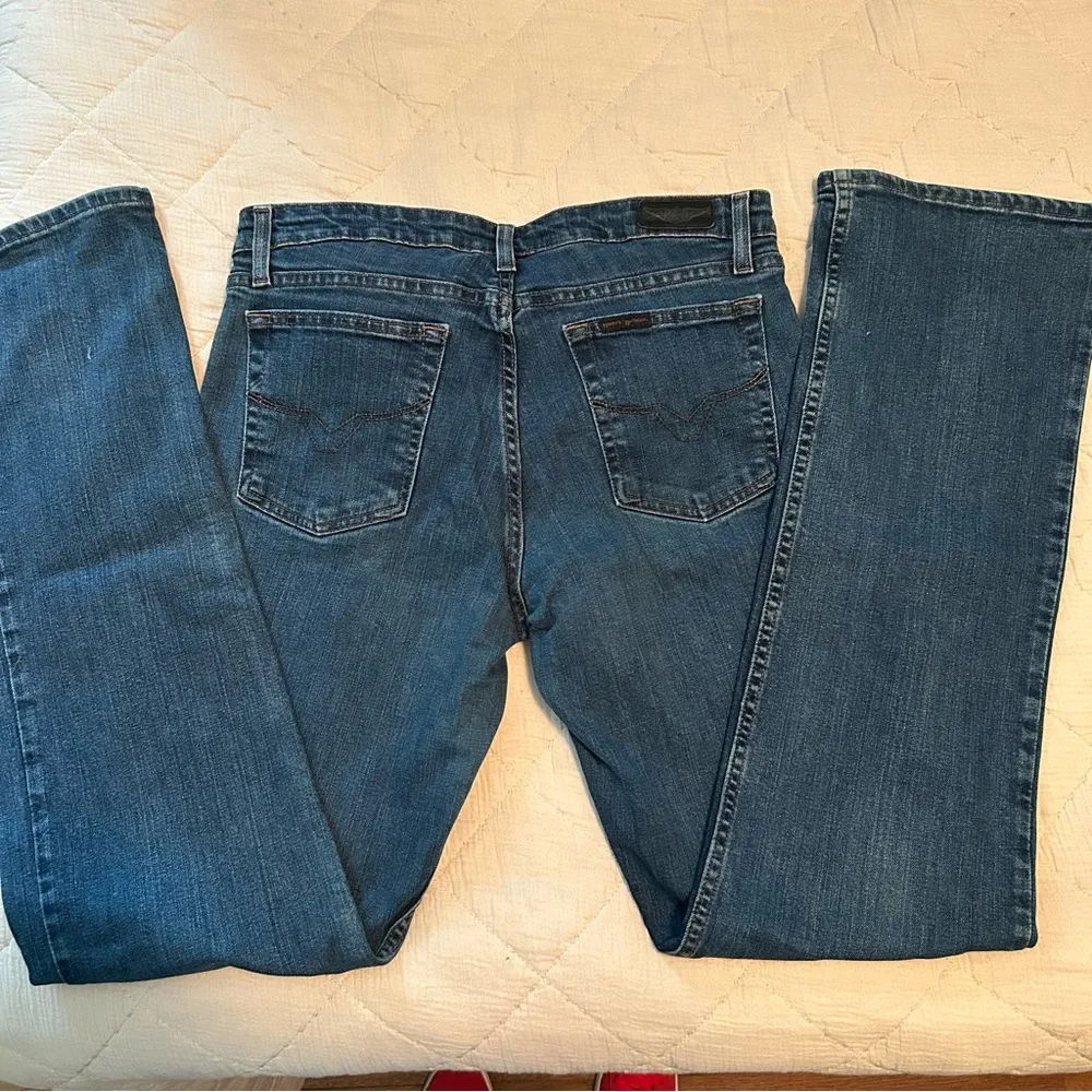 Harley Davidson Straight Leg Blue Denim Jeans Size 10 - Image 5