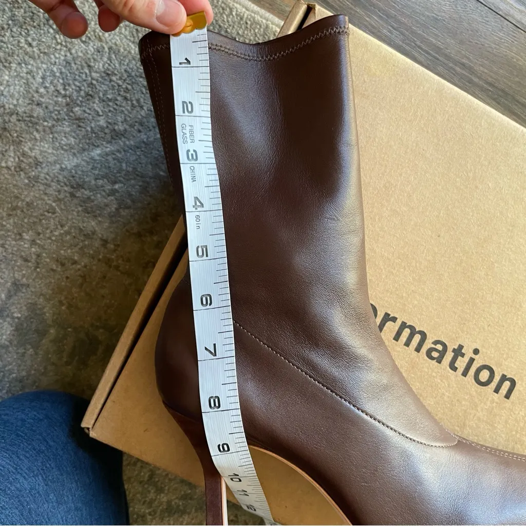 Reformation Enis Stretch Leather Ankle Boot 8.5 in Chestnut Brown - Image 14