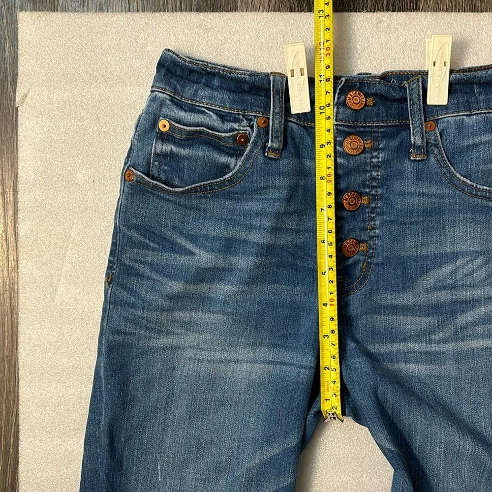 Madewell Cali Demi Boot Button Up Fly High Rise Frayed Raw Hem Skinny Jeans 26 - Image 8