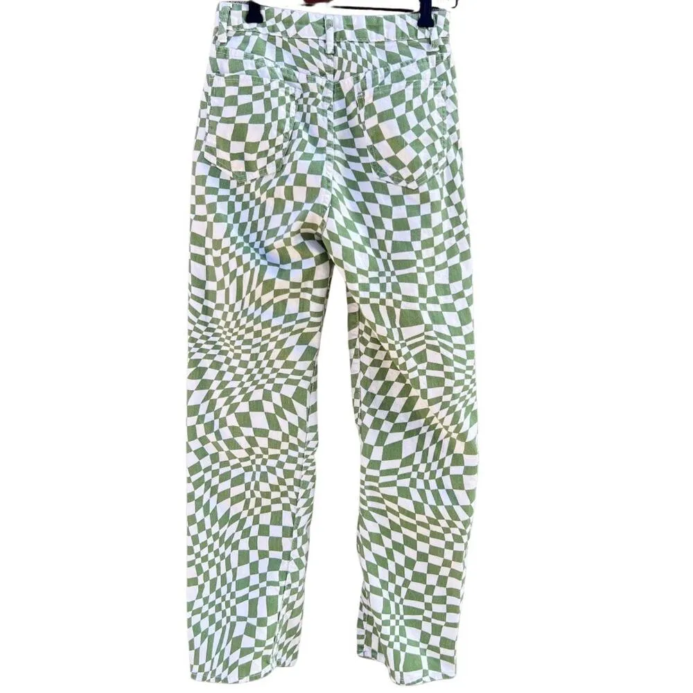 S. O. N. G. Women’s Geometric 90’s Boyfriend Jeans Size 5 Green - Image 2