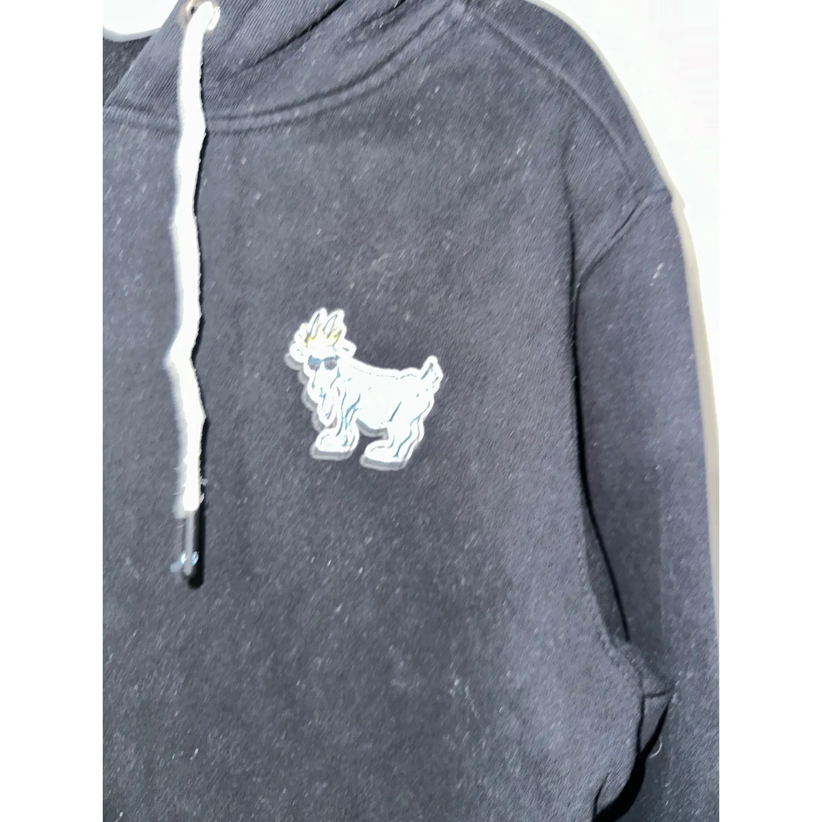 GOAT USA Men's Hoodie Sweatshirt Black Small Pullover Embroidered Goat Graphic - Image 2