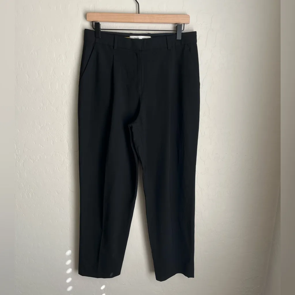 Diane Von Furstenberg DVF Wool Blend Dress Pants Straight Leg Size 6 Black - Image 2