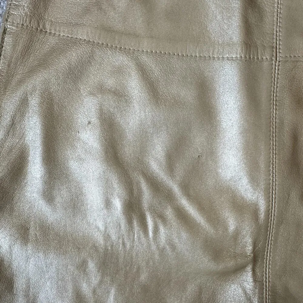 Vintage Y2K Leather Gold Yellow BEBE Knee-Length Skirt Size 8 - Image 7