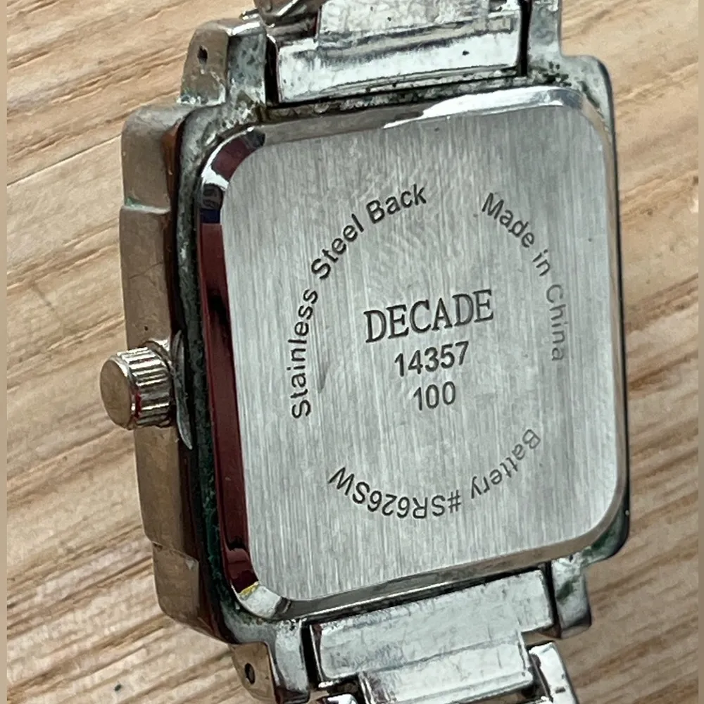 Decade Pearl and Crystal Ladies Watch Square Dial Metal Bracelet Silver - Image 8