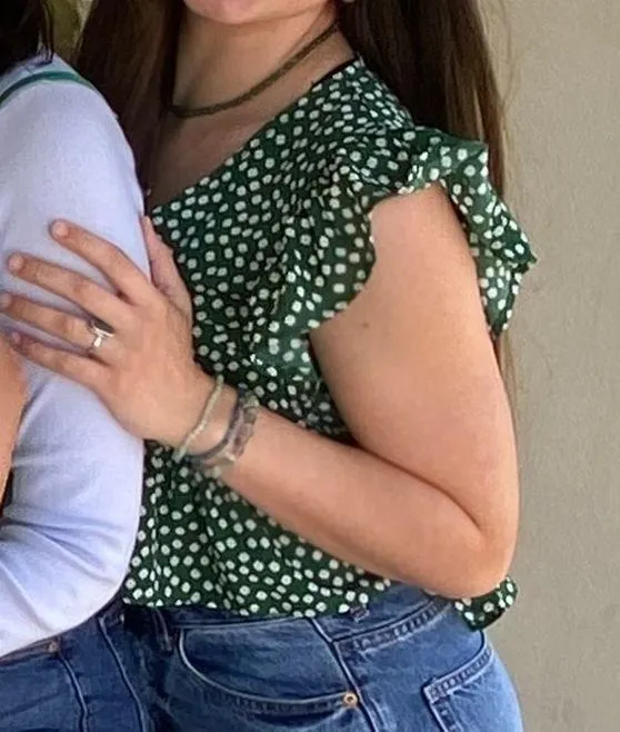 Green Floral Ruffle Top - Image 3