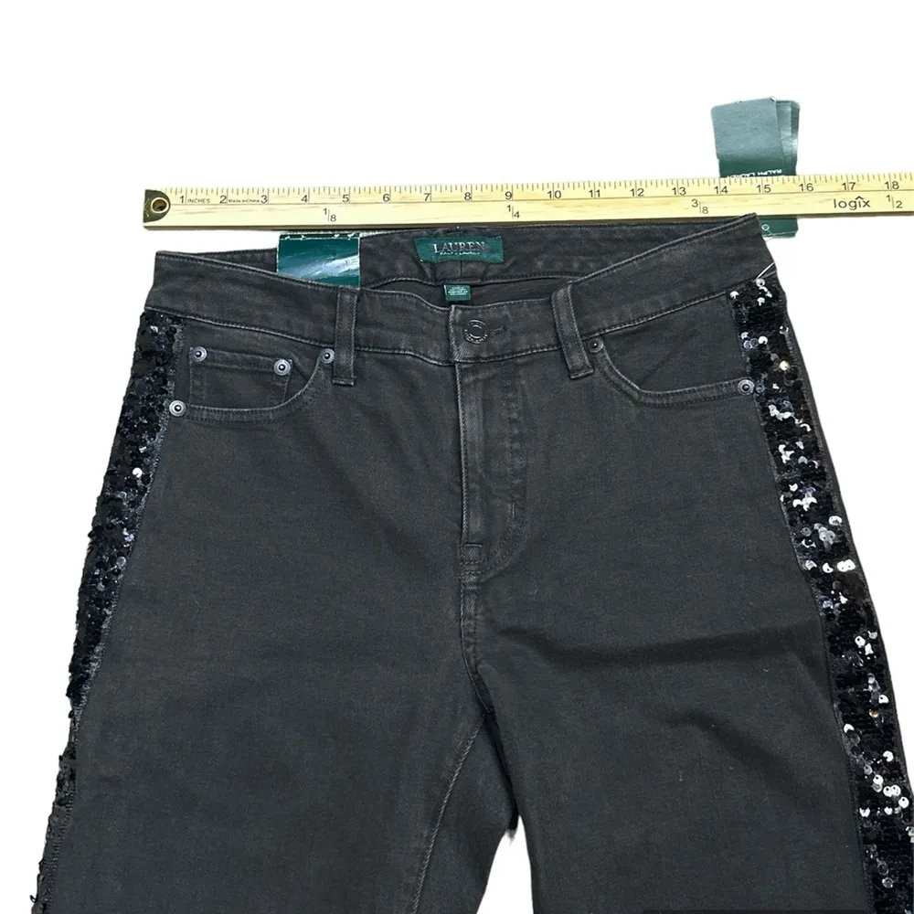 Ralph Lauren Lauren  Classic Straight Ankle Jeans With Sequin Details NEW Size 4 - Image 10