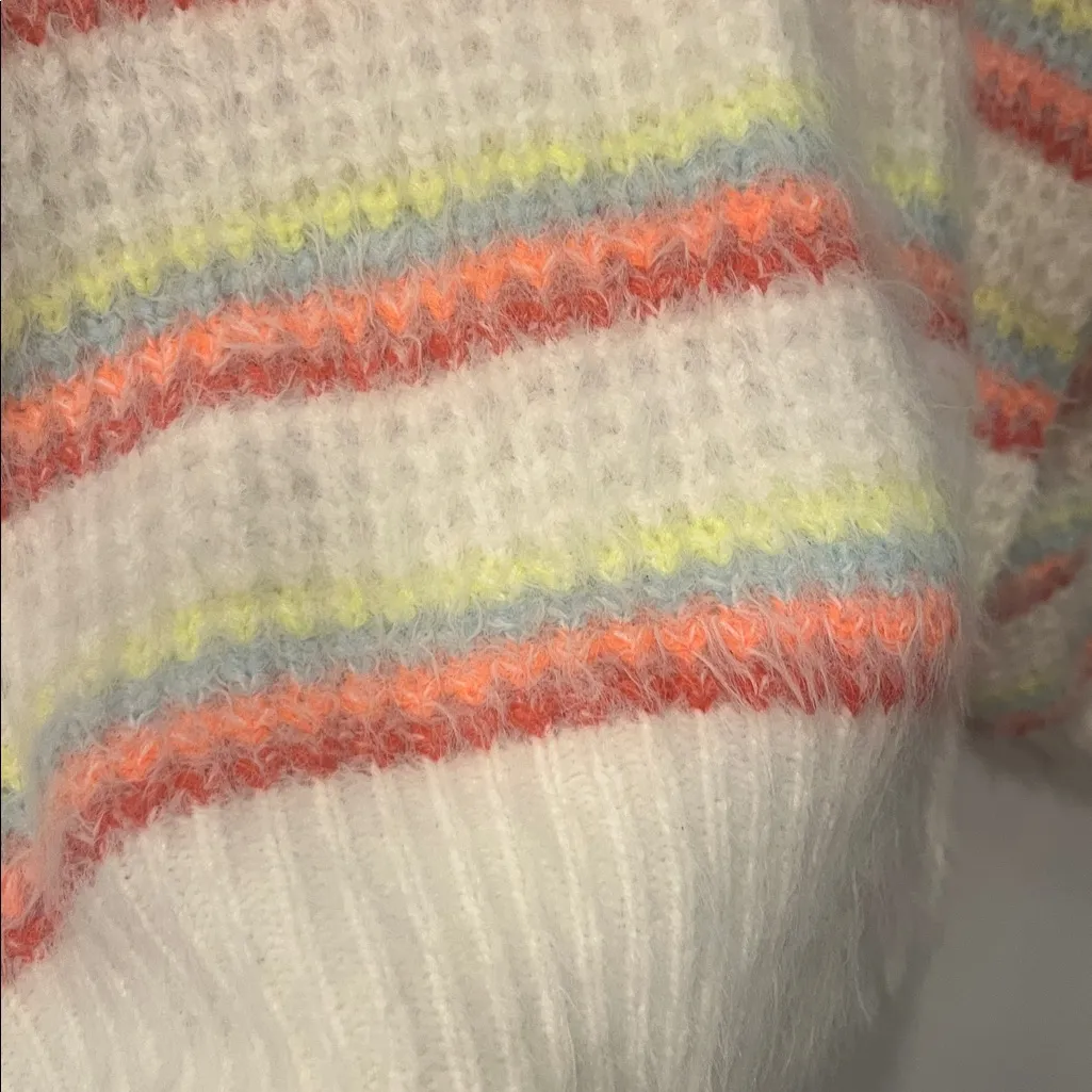 &Merci Pastel Rainbow Striped Sweater Fuzzy Soft Retro Oversized size medium - Image 8