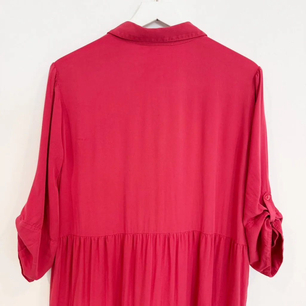 Chico’s Silk Blend Tiered Midi Shirt Dress Roll Tab A-Line Party Plus Size 14 - Image 8