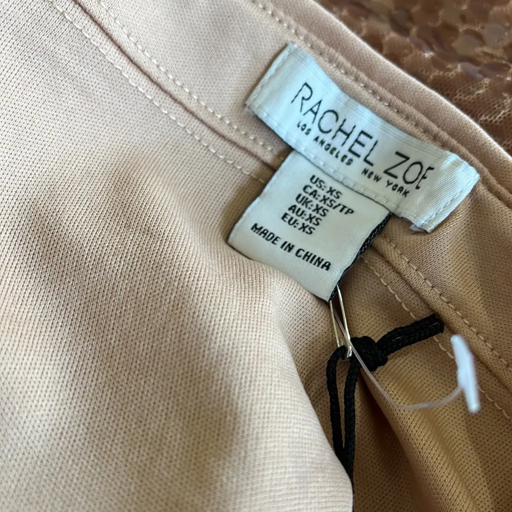 NWT RACHEL ZOE ALL OVER SEQUINS FAUX WRAP MINI SKIRT STRETCH XS - Image 7