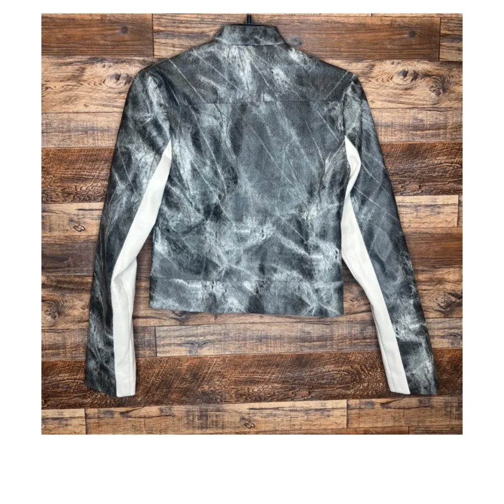 I AM GIA Devyn Moto Leather Jacket NWOT GREY RED STRIPED fall sold out casual - Image 4