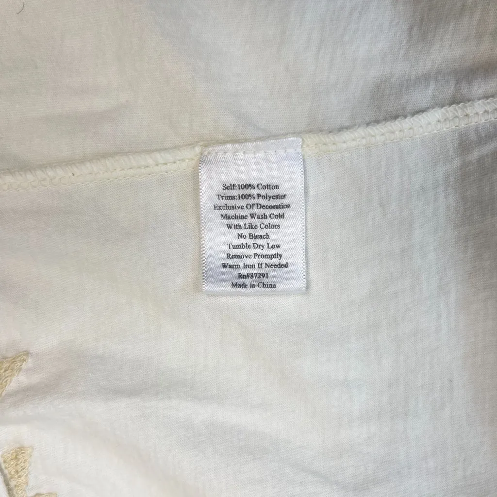 NWOT Johnny Was Embroidered Floral Short Sleeves Tee T-Shirt Size S Cream - Image 12