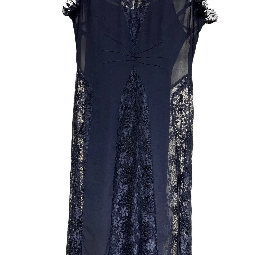 ASOS High Neck Long Black Lace Short Sleeve Dress Women’s Size 4 - Image 7