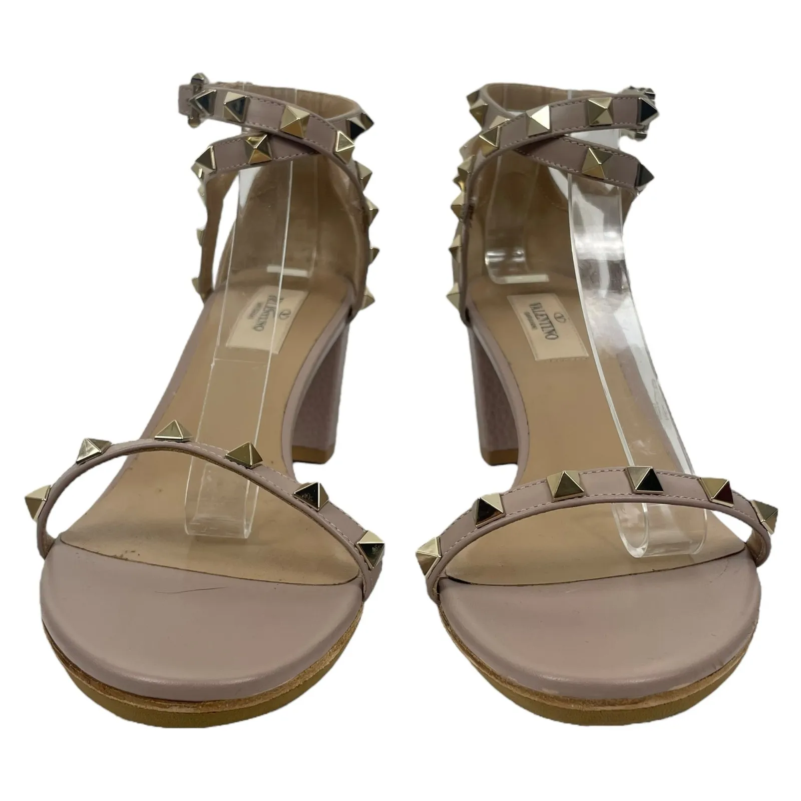 Valentino Garavani 60mm Rockstud Ankle Wrap Leather Sandal Pink Size 38 - Image 5