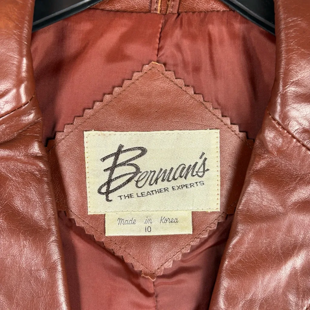 Vintage Berman’s Brown Leather Jacket Size 10 - Image 6