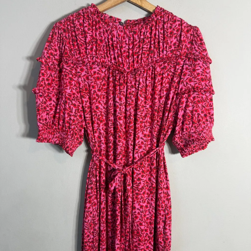 Boden Yoke Detail Floral Jersey Midi Dress Women's 10L Gin Fizz Pink Boho Chic Size undefined - Image 9