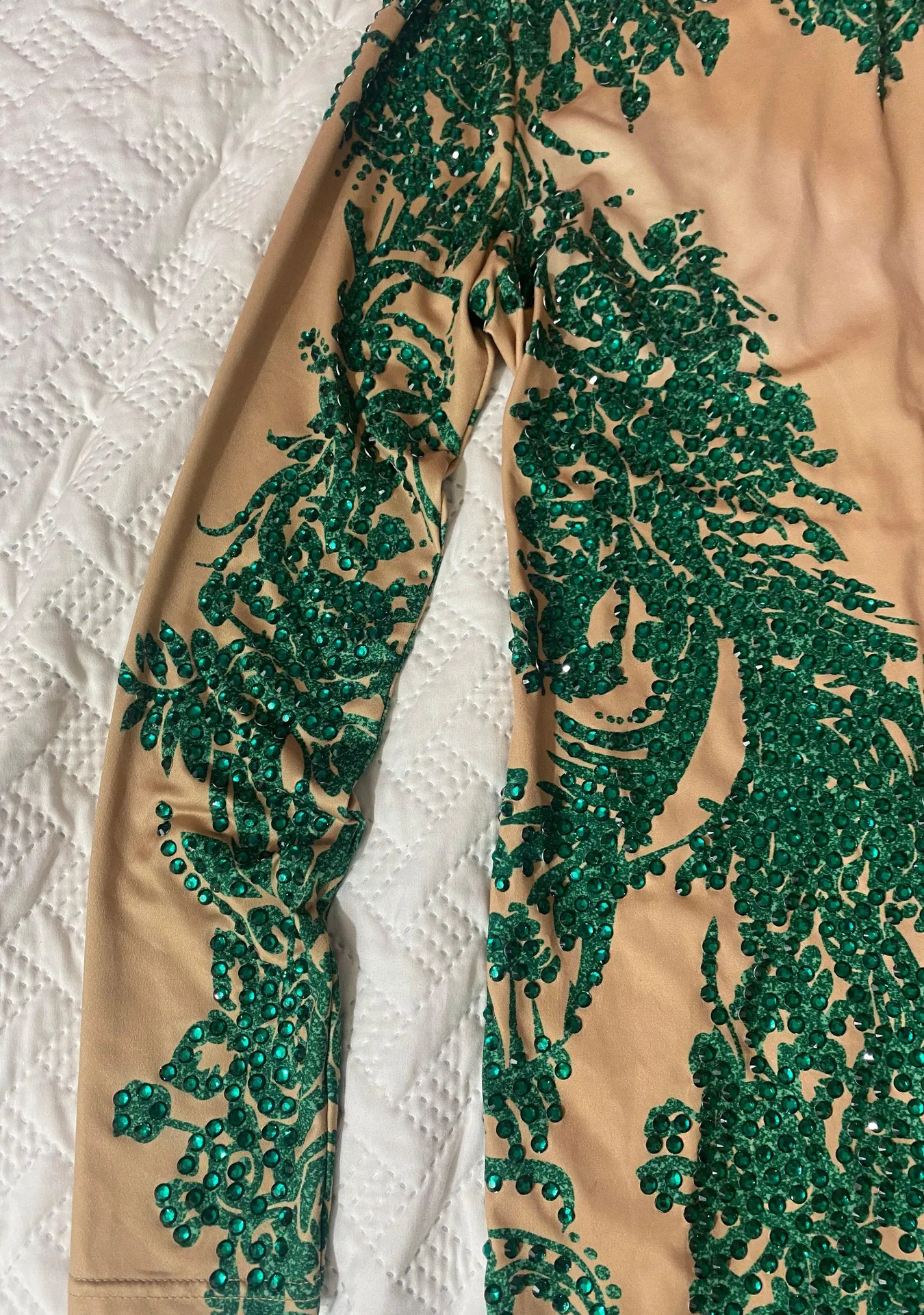 Green Sexy Jeweled Bodycon Costume Dress Size L - Image 6