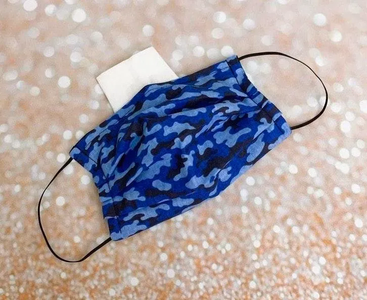 Blue Camo Premium Cotton Face Mask - Image 3
