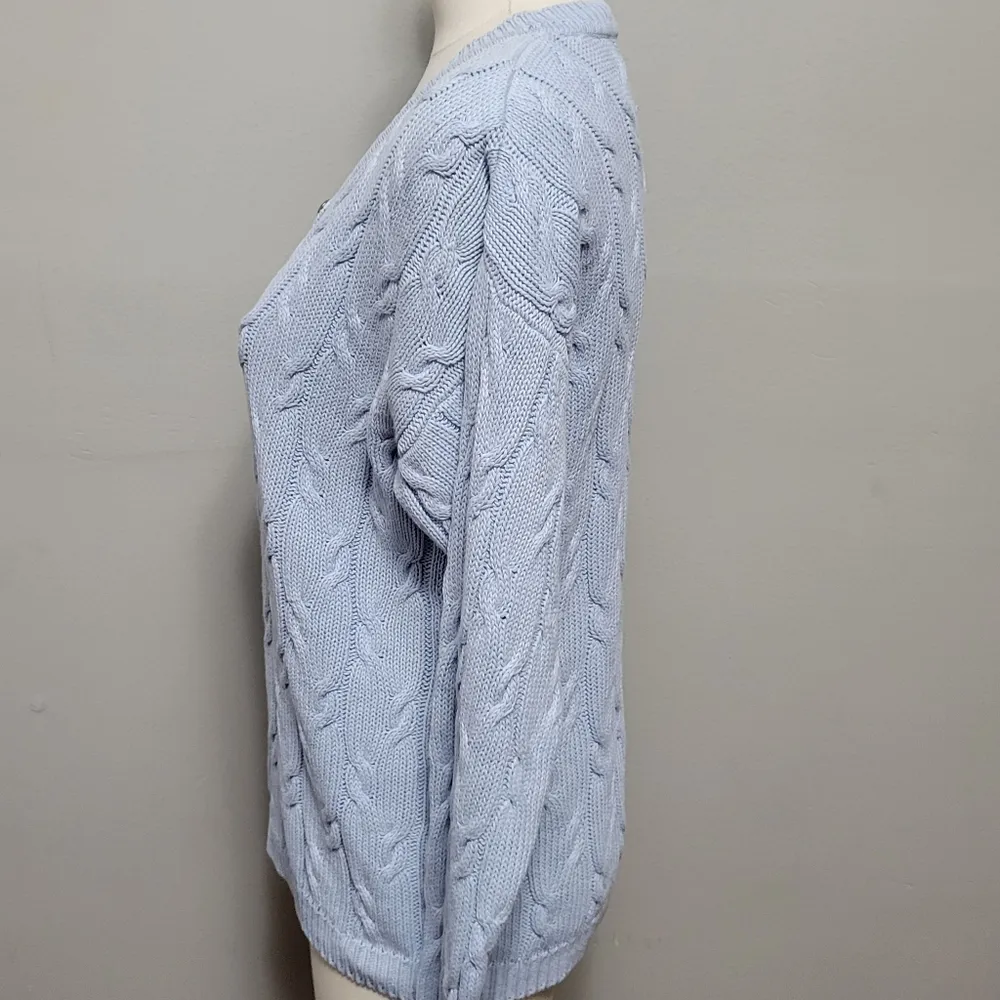 Vintage American Weekend pastel blue cable henley sweater size small - Image 4